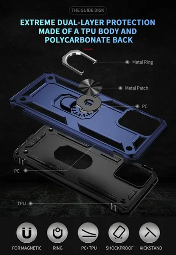 Vista 7 de Androgate Funda para Moto Edge Plus 2023 con protector de pantalla HD, soporte de anillo de metal de grado militar con soporte de soporte de 15 Azul