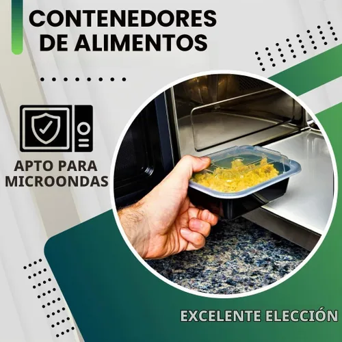 Vista 4 de Green Direct Set de loncheras / Contenedor grande de alimentos con tapa / Caja bento de 2 compartimentos, apta para microondas, congelador