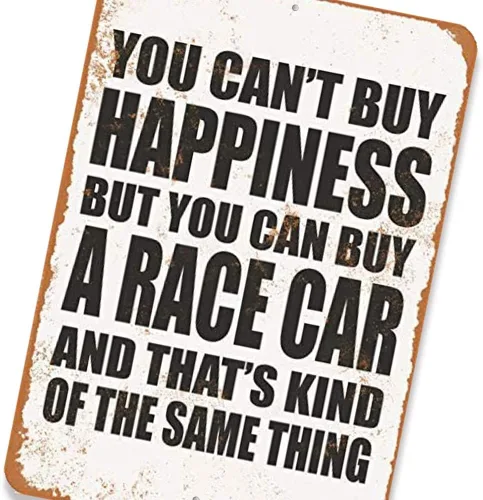 Vista 4 de Letrero de metal de aluminio de 8 x 12 pulgadas - You Can't Buy Happiness But You Can Buy a Race Car - Aspecto vintage