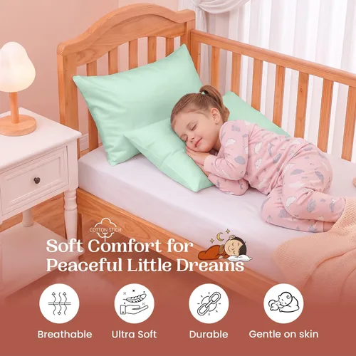 Vista 3 de COTTON STICH Juego de 2 fundas de almohada para niños pequeños, mini fundas de almohada de algodón de 600 hilos, fundas de almohada suaves y ligeras