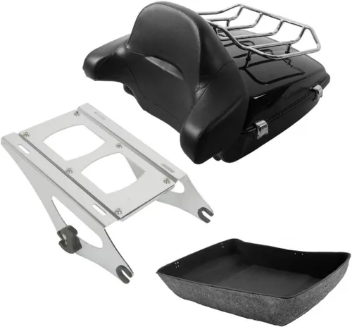 Vista 9 de TCT-MOTORPARTS Maletero y respaldo negro mate cortado para Harley Touring Electra Street CVO Road King Glide 2014-2025