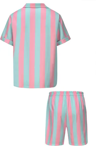 Vista 3 de RAAIBB Ken Disfraz para hombre adulto 2023, traje de cosplay de película, camisa a rayas, pantalones cortos, traje de vacaciones en la playa