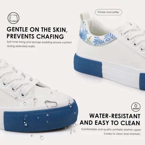 Vista 3 de JABASIC Zapatillas de deporte de plataforma para mujer, zapatillas de deporte de moda con cordones
