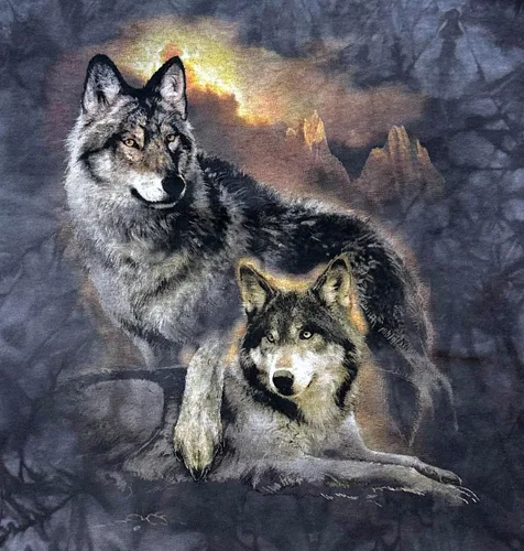 Vista 2 de The Mountain Camiseta Wolf Sunset