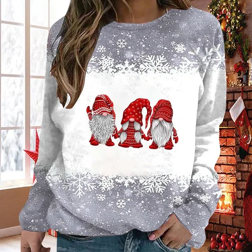 Vista 2 de Tintwwg Sudadera de Navidad para mujer, de manga larga, cuello redondo, sin botones, ligera, con estampado clásico