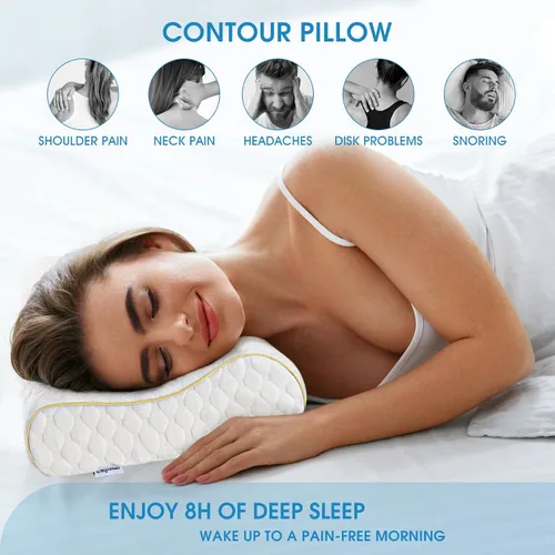 Vista 4 de Almohadas de espuma viscoelástica, almohada cervical para dormir lateral, almohada de contorno de cama para dormir, almohada ortopédica ergonómica
