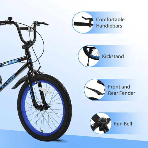 Vista 6 de Bicicleta infantil de 20 pulgadas para niños de 7 a 12 años, estilo BMX, bicicletas ligeras para niños, bicicletas para niños con frenos delanteros