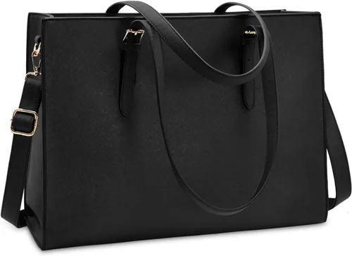 Vista 8 de Bolsa para laptop para mujer de 15.6 pulgadas, bolsa de piel, bolsa de trabajo