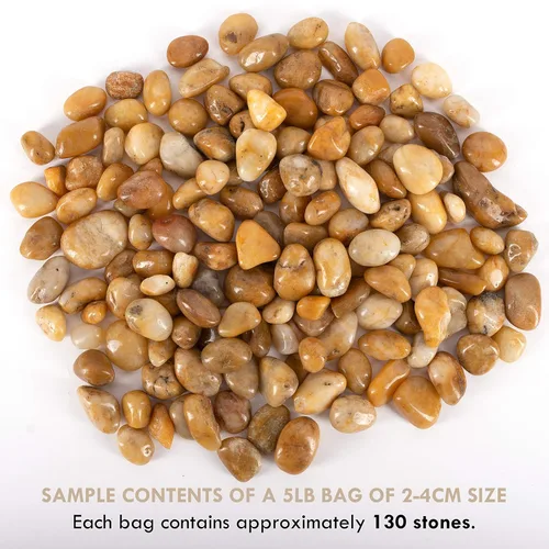 Vista 3 de 5 libras aprox. 130 piedras de río para plantas, piedras pulidas decorativas naturales para macetas, rocas suculentas, grava de acuario