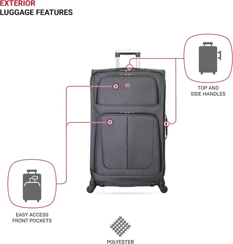 Vista 3 de SwissGear Gris oscuro 3 Piece Set 212527 Equipaje Sion Softside con ruedas giratorias