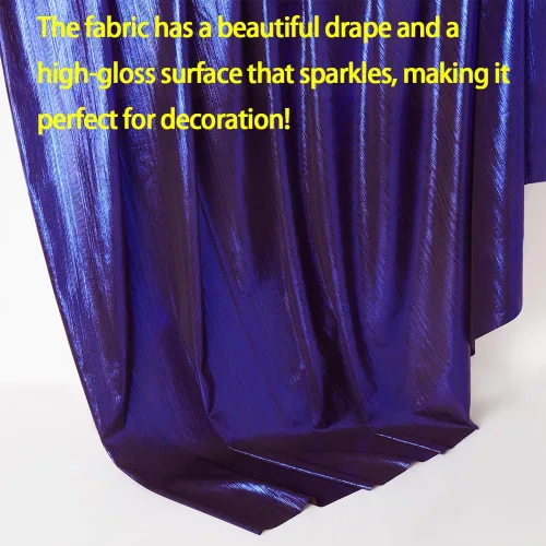 Vista 3 de Tela de Punto Acanalado Metálico Suave, Brillante y Elástica de 60 Pulgadas de Ancho con Brillo Metálico para Vestido de Baile, Disfraz, Vestido