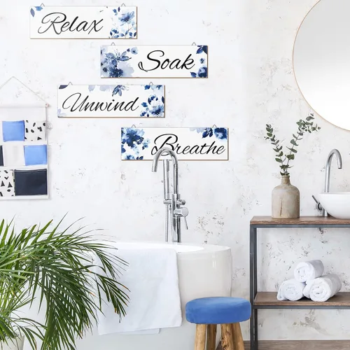 Vista 2 de 4 piezas de arte de pared floral de acuarela de hongos para decoración de baño, decoración de pared, para baño, mariposa, flores, pintura, ramo