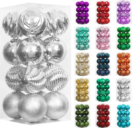 Vista 31 de XmasExp Juego de 24 mini esferas de Navidad inastillables para bolas de árbol de Navidad, 1.18 pulgadas (negro)