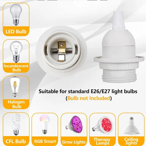 Vista 5 de Cable de Luz Colgante – Bombilla Colgante de 10 Pies con Cable de Enchufe – Paquete de 2 Cables de Lámpara Casquillo de Luz E26 con Cable
