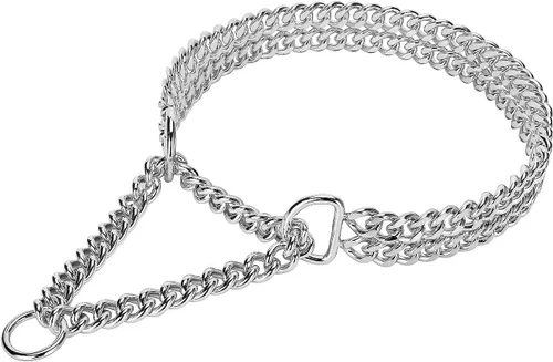 Vista 8 de Collar de cadena de acero inoxidable y oro de 18 quilates, ajustable, a prueba de mordidas, eslabones cubanos, doble fila, metal, collar para Oro 18k