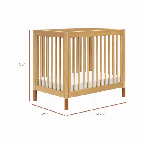 Vista 6 de Babyletto Gelato - Mini cuna 4 en 1, miel con pies de cuero vegano 2-Miel con Pies de Cuero Bronceado Veg