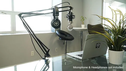 Vista 10 de Rockville DMS40 40 "Micrófono Boom Arm Studio Podcast USB Mic Stand+Escritorio Abrazadera Desk Clamp, Steel Construction, Internal Springs