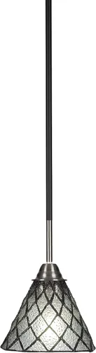 Vista 3 de Toltec Lighting Paramount - Mini colgante de 1 luz en acabado negro mate con cristal de arte perla de 7 pulgadas y estilo negro