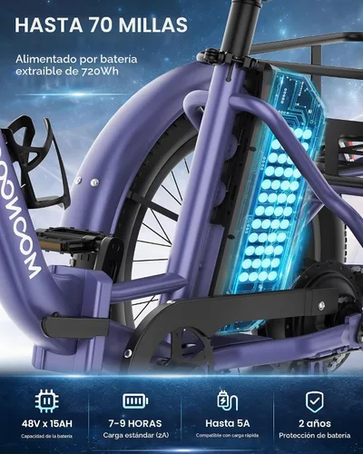 Vista 2 de MOONCOOL Electric Tricycle for Adults, 500W/750W 20" Fat Tire Folding Trike Berry Aura