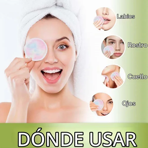 Vista 3 de Paquete de 28 almohadillas reutilizables para eliminar el maquillaje con bolsa de lavandería, lavables, suaves y cómodas, lavables de algodón