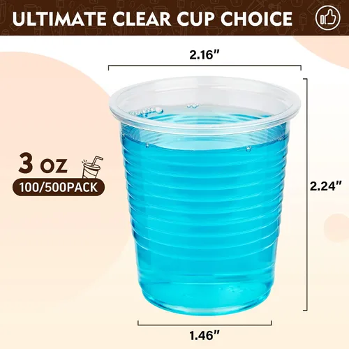 Vista 3 de YEEHAW Paquete de 100 vasos de plástico de baño de 3 onzas, vasos desechables para enjuague bucal, vaso pequeño de plástico de 3 onzas para bebidas
