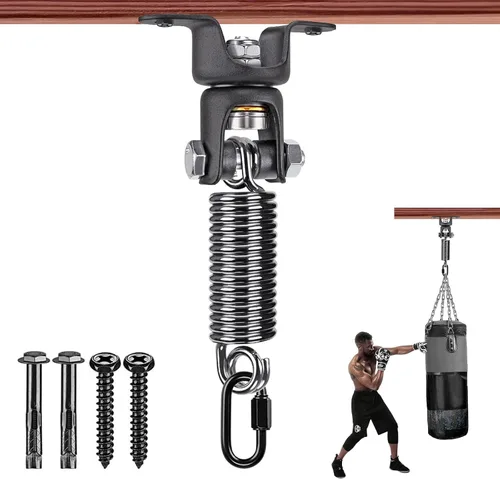 Vista 12 de BeneLabel Heavy Bag Ceiling Mount with Spring & Chains 360° Rotation Punching Bag Ceiling Hanger with Bearings Boxing Bags Holder Hardware with 2