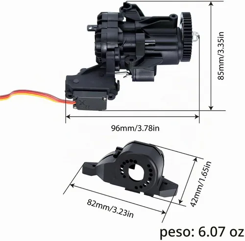 Vista 2 de Caja de cambios de doble velocidad con engranajes internos servo y transmisión para 1/10 RC Crawler TRX4 TRX6 piezas de actualización