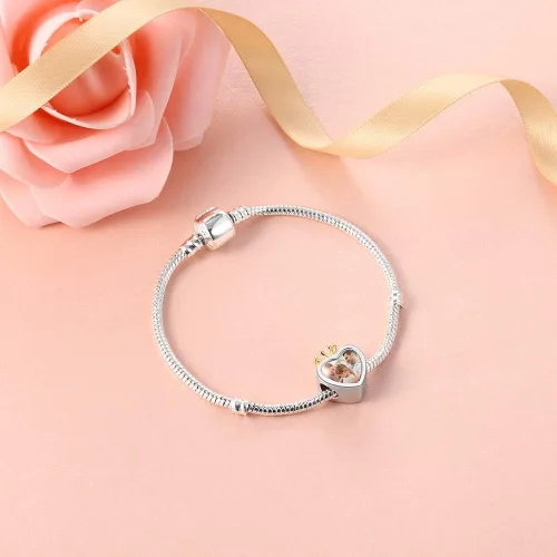 Vista 6 de Dije de foto personalizable, diseño de corazón con dije con tus seres queridos, para mujer, para regalo de madre e hija, para brazalete o collar