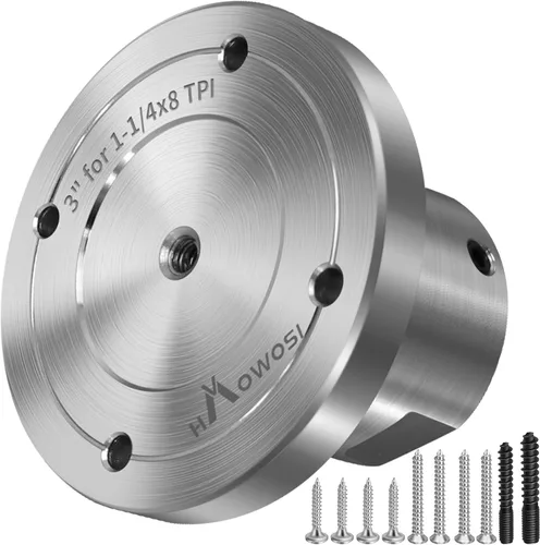 Vista 13 de Placa frontal de torno de madera de acero de 4 pulgadas, placa frontal para torno de madera, placa frontal de torno apta para husillo de 1 pulgada x