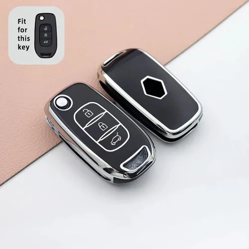 Vista 4 de Carcasa para Renault Kadjar Captur Megane Sandero Stepway Logan Clio 5 2022 Arkana 2020 2021 Kwid 2023 Funda con tapa para llave de coche
