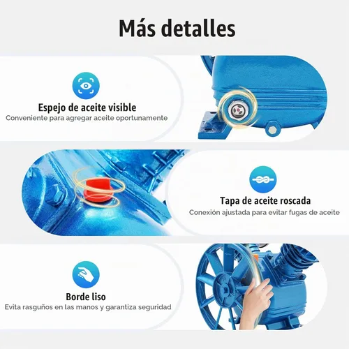 Vista 4 de LOYALHEARTDY Cabezal de bomba de compresor de aire 3HP 175PSI doble cilindro V estilo V reemplazo de la bomba del compresor de aire, cilindro de Azul