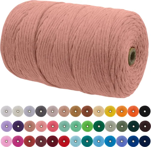 Vista 113 de JeogYong Cordón de macramé de un solo hilo 3 mm x 109 yardas (328 pies) Cuerda de algodón suave Hilo de macramé de 3 mm, suministros de macramé