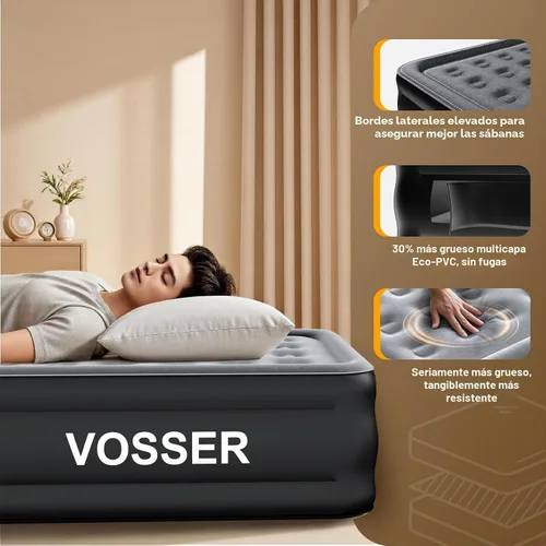 Vista 4 de VOSSER Colchón de Aire Full con Bomba Integrada, Colchón Inflable Elevado de 18'', Colchón Auto Inflable en 3 Minutos, Cama de Aire Portátil