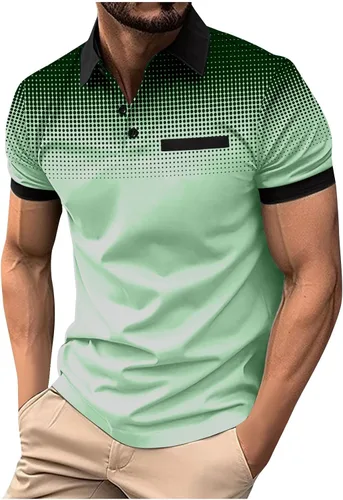 Vista 36 de Mens Shirts Casual Stylish Button Down Short Sleeve Polo Shirt Summer Vacation Shirts Loose Athletic Pullover Tee
