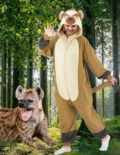 Vista 2 de LZBXBXDA Pijama de Hyena para adultos, disfraz de animal para cosplay, ropa de dormir, traje de dormir para mujeres y hombres