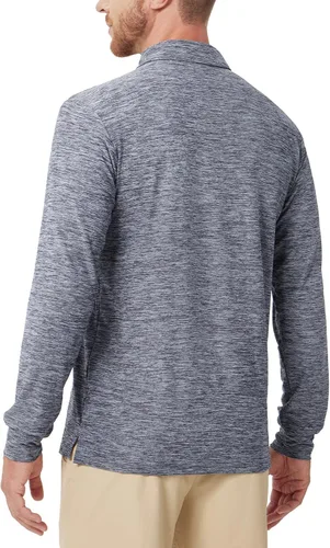 Vista 40 de NAVISKIN Camisas polo de manga larga para hombre, camisas de golf con cuello UPF 50 SPF para hombre, secado rápido, absorbe la humedad