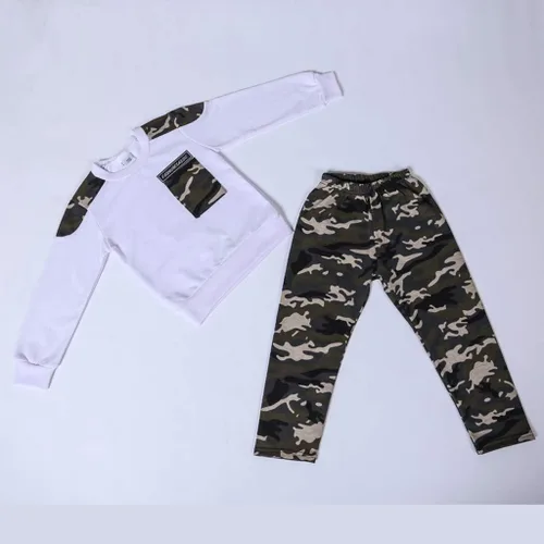 Vista 2 de Conjunto de ropa de otoño de 2 piezas para bebés y niños pequeños, sudadera de manga larga + pantalones de camuflaje