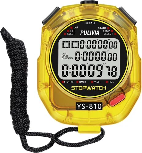 Vista 10 de Cronómetro Deportivo Temporizador con Memoria de 10 Vueltas Divididas Reloj Digital de Parada, Temporizador de Cuenta Regresiva Modo de Ritmo Reloj