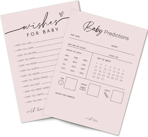Vista 9 de Whaline 50 hojas de predicciones y consejos para baby shower, tarjetas de actividades para juegos de fiesta, nuevo libro de consejos para padres