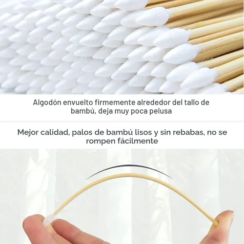 Vista 3 de 500 PCS Hisopos de Limpieza de Pistola de Precisión de 6 Pulgadas con Estuche de Almacenamiento - Hisopos Largos de Algodón con Mango de Bambú Sin