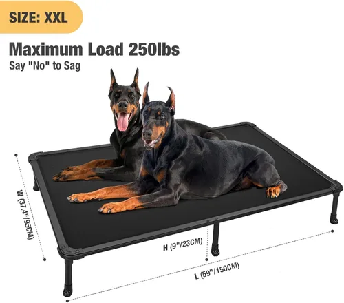 Vista 2 de Veehoo - Cama elevada para perros a prueba de masticación. Cuna fresca y elevada para mascotas. Con estructura de aluminio inoxidable y con tela