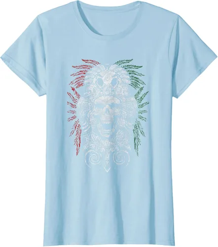 Vista 24 de Camiseta de Calavera Azteca con máscara Mayas Calavera Azteca, Negro