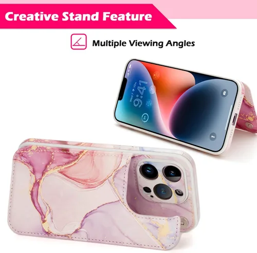 Vista 7 de Funda tipo cartera para Apple iPhone 13 Pro de 6.1 pulgadas, tarjetero de piel sintética con bloqueo RFID, funda para teléfono celular