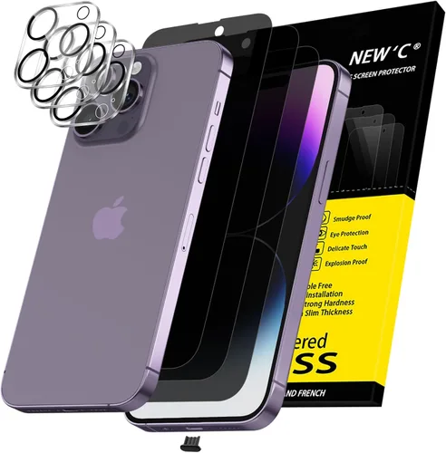Vista 22 de NEW'C 3x Protector de privacidad para pantalla de iPhone 13 (15,49 cm) + 3x Protector de lente de cámara, protección del sensor, película de vidrio