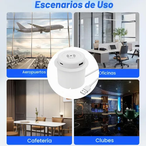Vista 7 de XMSJSIY Cargador inalámbrico de escritorio integrado 10W 3-en-1 USB A/tipo