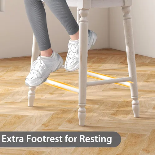 Vista 6 de Giantex Juego de 2 taburetes de bar de 24 pulgadas de altura de mostrador con asiento acolchado, patas de madera de goma, reposapiés y superficie