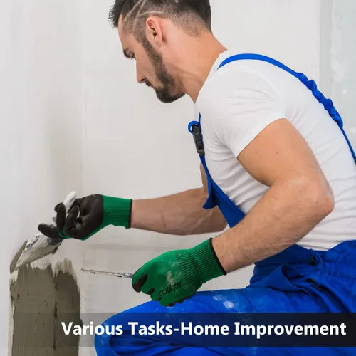 Vista 6 de COOLJOB 6 pares de guantes de trabajo de seguridad con agarre para hombres y mujeres, resistentes al aceite/abrasión para fines generales de alta
