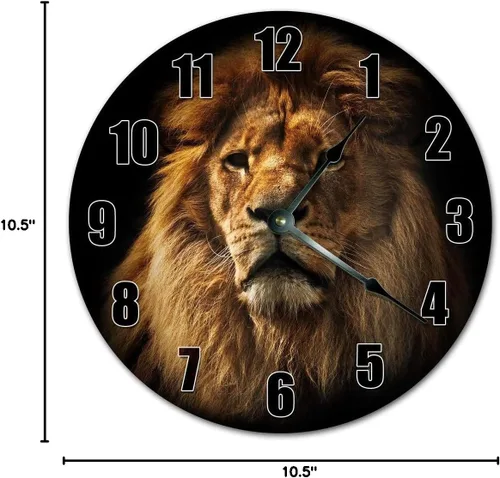 Vista 7 de Reloj de león de Judá de 10.5 pulgadas, reloj de pared grande de 10.5 pulgadas, reloj de decoración del hogar