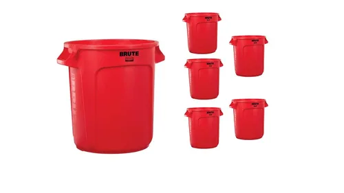 Vista 11 de Rubbermaid Commercial Products BRUTE - Bote de basura redondo de alta resistencia, 10 galones, color gris, contenedor de residuos para exteriores
