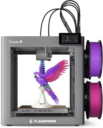 Vista 8 de FLASHFORGE Impresora 3D Creator 5 Pro con 4 cabezales de herramientas, impresión industrial multimaterial y color, cámara con calefacción activa